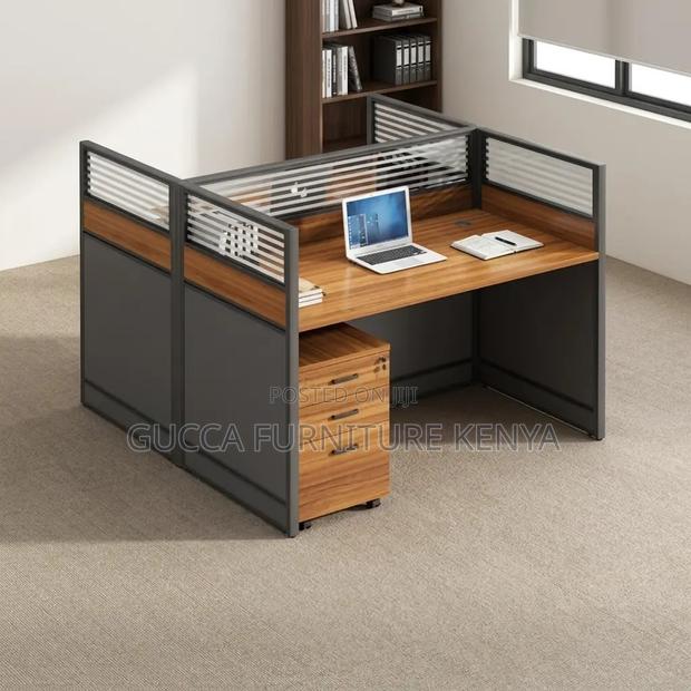 Office Brown 2-Way Workstation Desk. - thumbnail 5