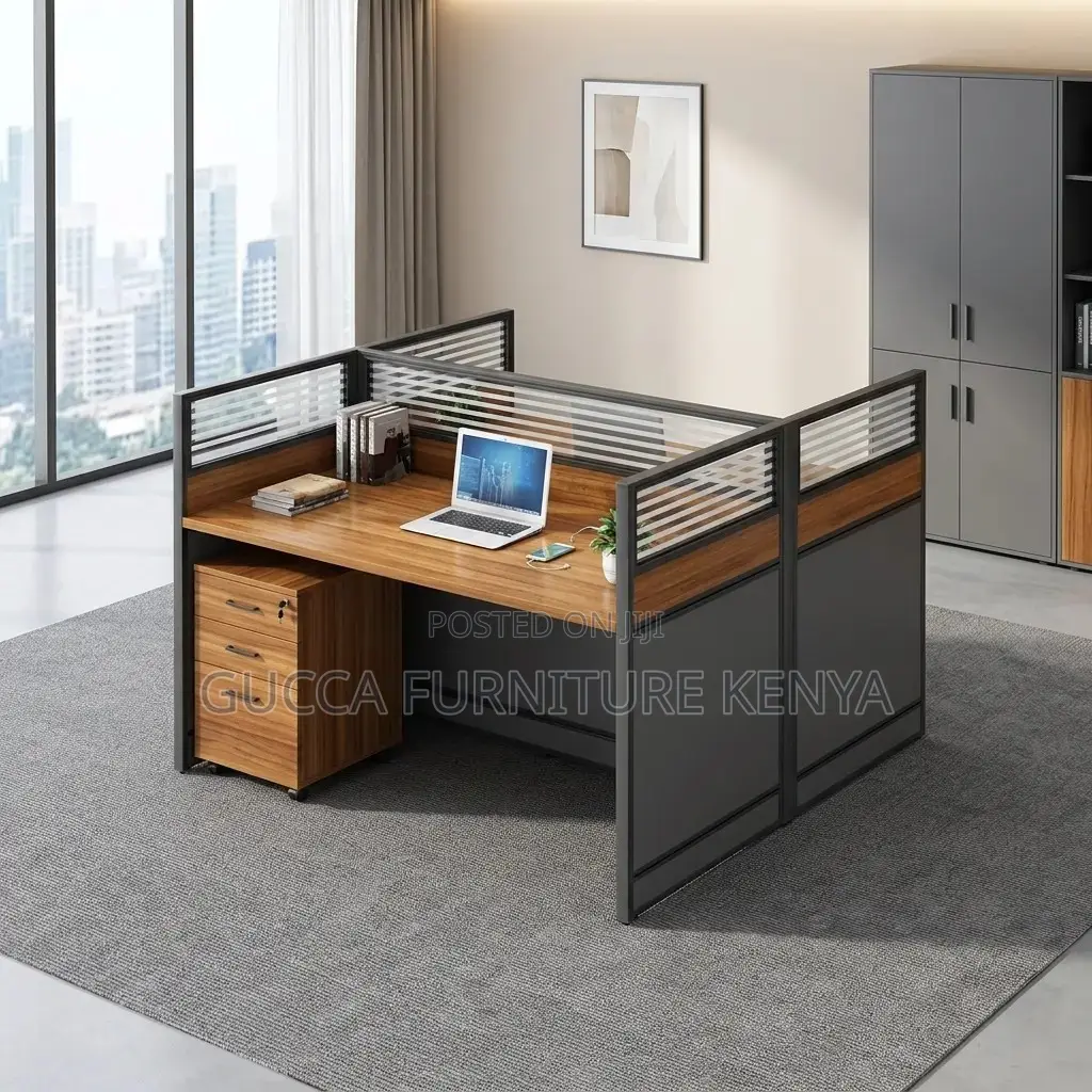 Office Brown 2-Way Workstation Desk.
