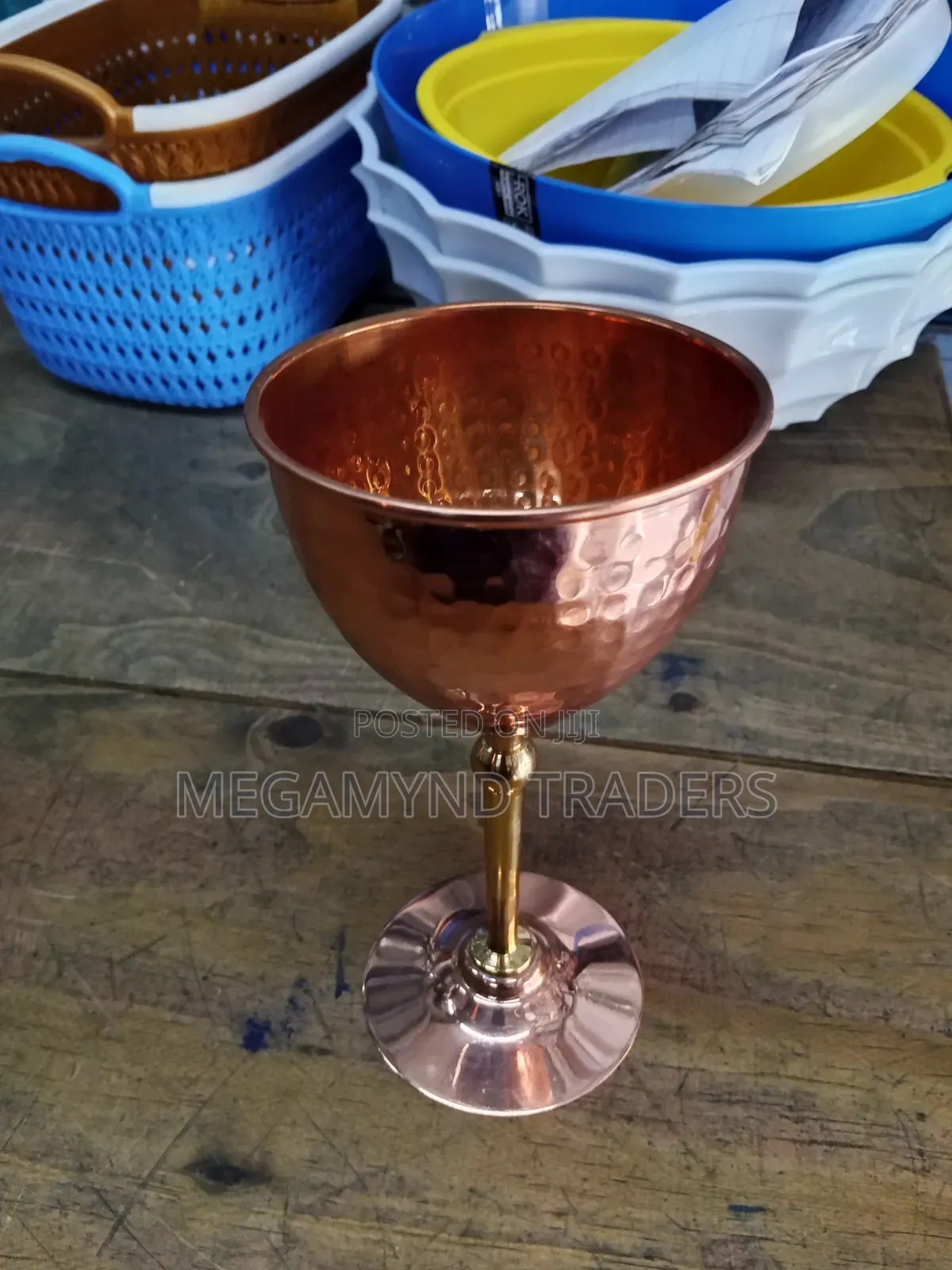 Copper Wine Glass / Hammered Copper Goblet