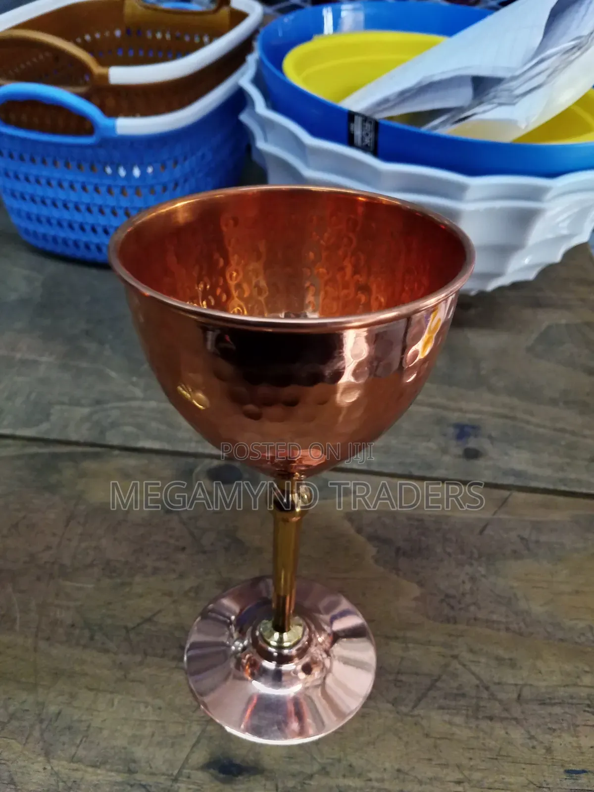 Copper Wine Glass / Hammered Copper Goblet