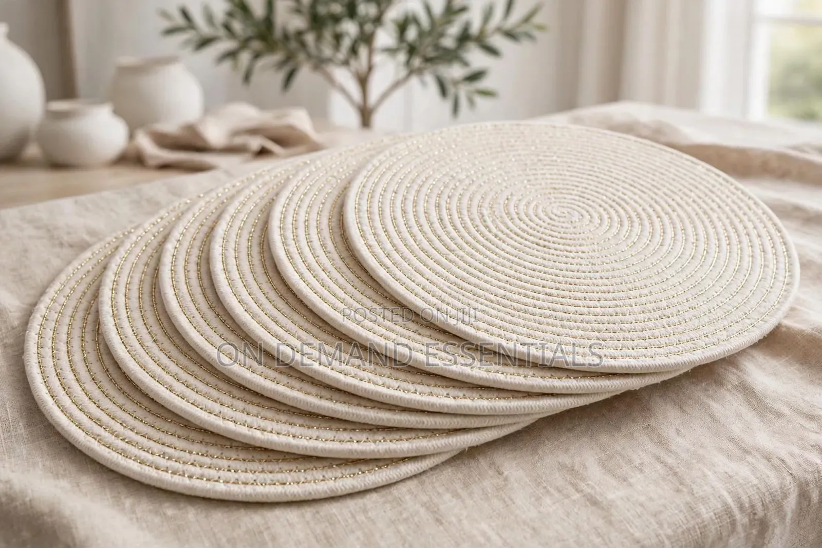Spiral Woven Mats — With Subtle Silver Shimmer