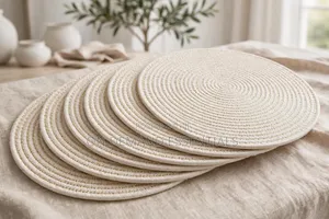 Spiral Woven Mats — With Subtle Silver Shimmer