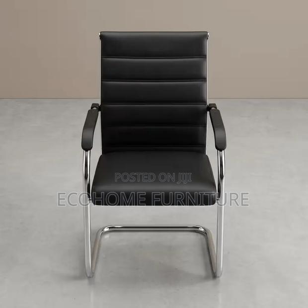 Visitor Chair | Black Leather Office Guest Chair - thumbnail 2