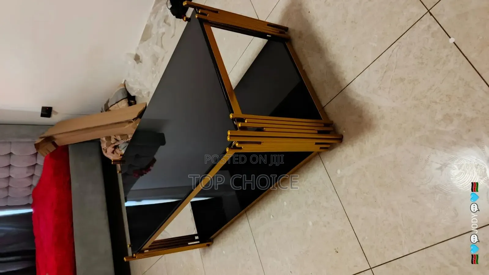 Modern Black Gold Glass Coffee Table | Luxury Living Room Table