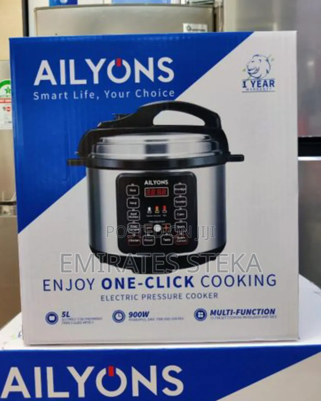 AILYONS 5L, 1000W Electric Pressure Cooker - Silver