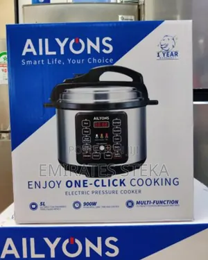 AILYONS 5L, 1000W Electric Pressure Cooker - Silver