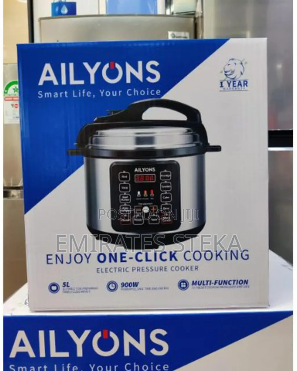 AILYONS 5L, 1000W Electric Pressure Cooker - Silver