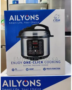 AILYONS 5L, 1000W Electric Pressure Cooker - Silver