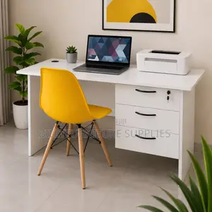 White 3-Drawer Office Desk Nairobi | Lockable Computer Workstation