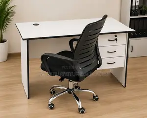 Modern White 3-Drawer Office Desk Nairobi | Lockable Workstation