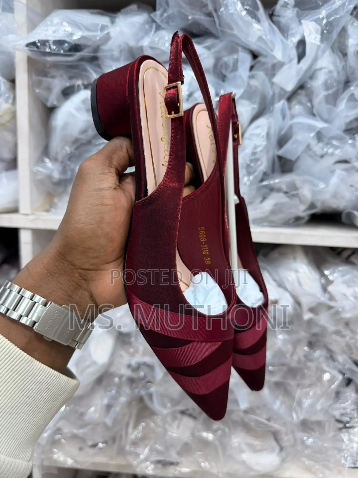 Stylish Pointed-Toe Slingback Low Block Heels Size 37-42