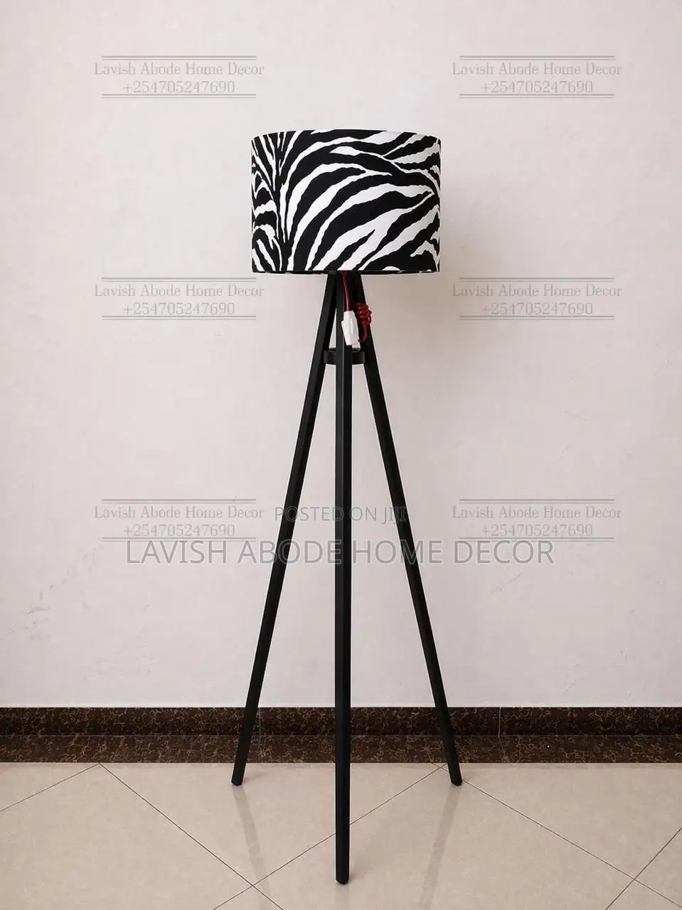 Zebra Animal Print Tripod Floor Lamp – Modern Standing Lam