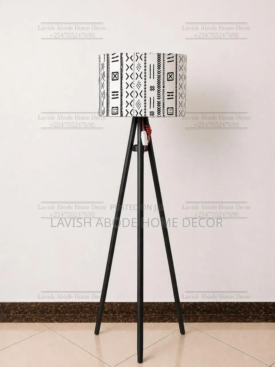 Ankara Tribal African Print Lampshade Tripod Floor Lamp