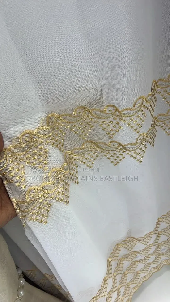 Gold Sheers and White for Sitting Room