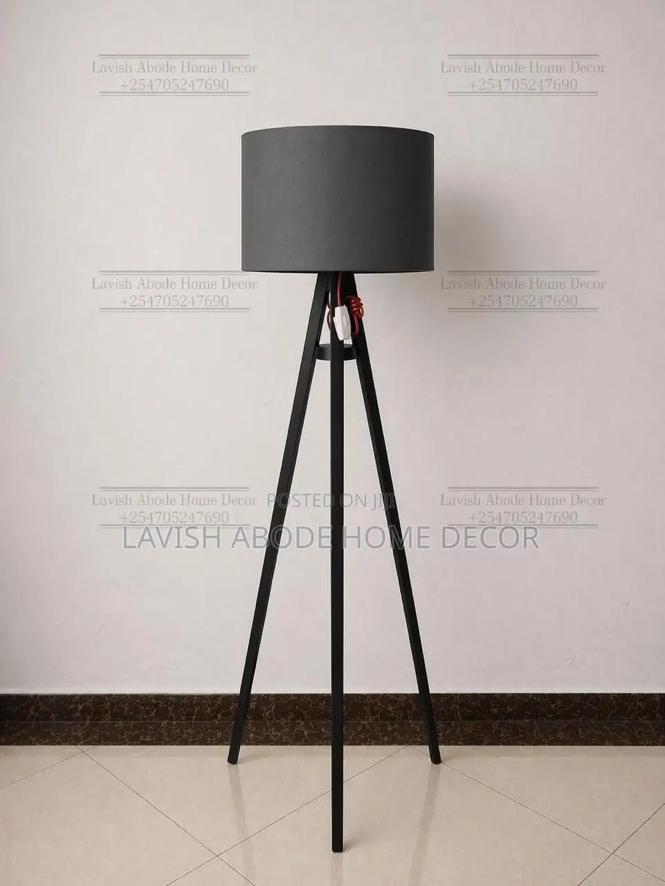 Dark Grey Tripod Floor Lamp – Modern Standing Lamp