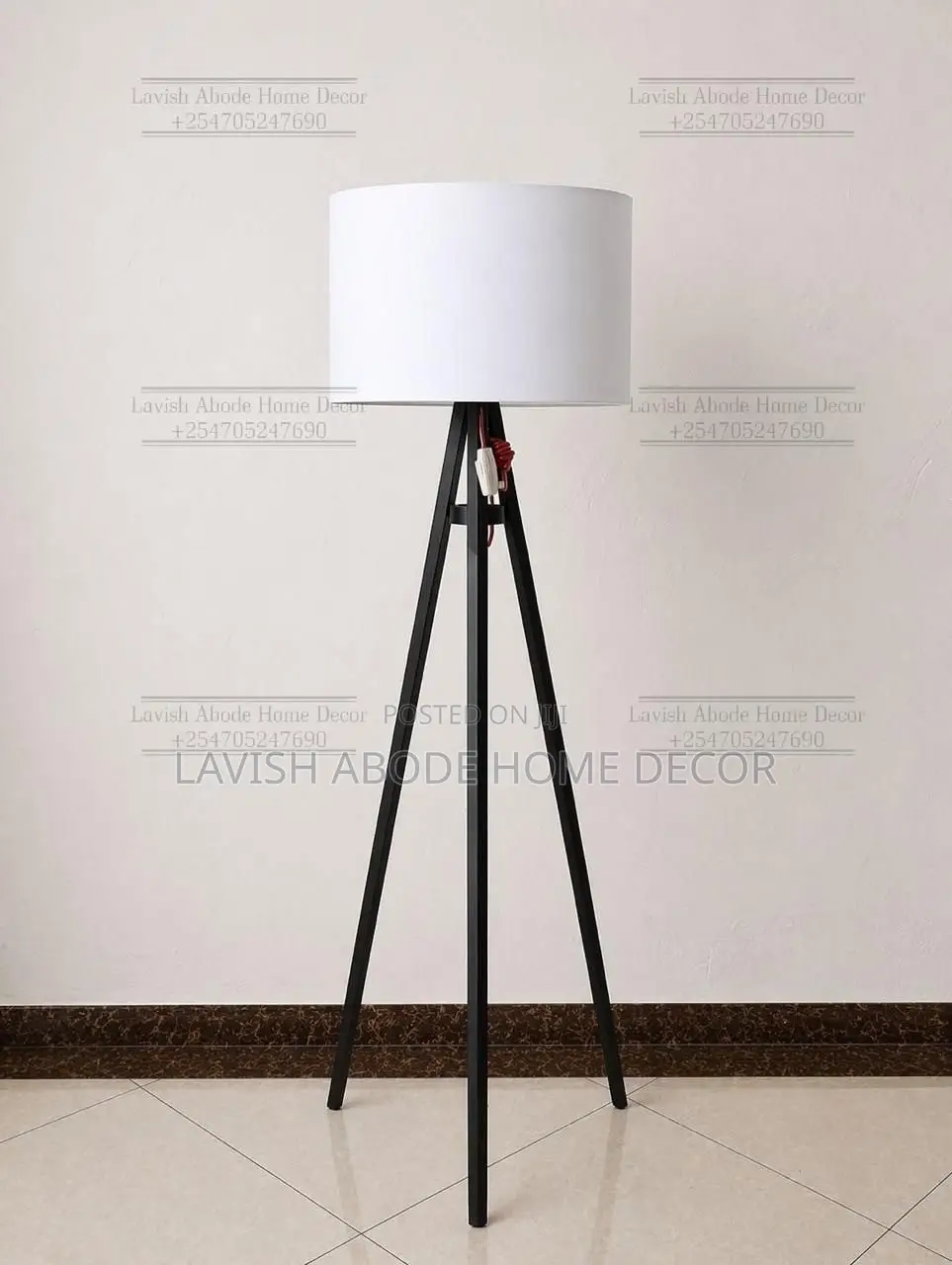 White Tripod Floor Lamp With Black Stand – Modern Standing Lamp