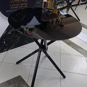Round Black Tempered Glass Table 80cm – Dining Meeting Table