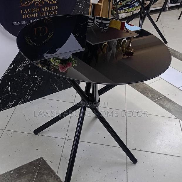 Round Black Tempered Glass Table 80cm – Dining Meeting Table - thumbnail 2