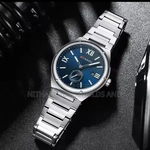 Curren 8471 Analog Watch Men Silver Blue