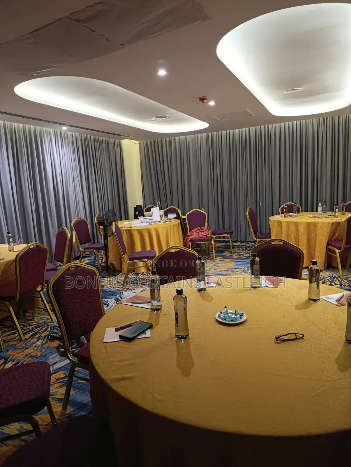 Grey/ Gold Curtains With Rings and White Sheers