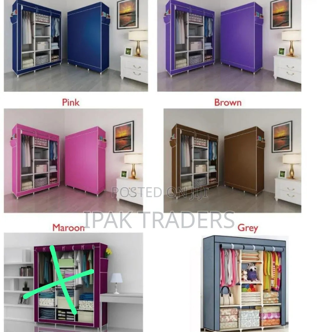 Portable Metallic Wardrobe*Color Grey, Maroon, Blue*