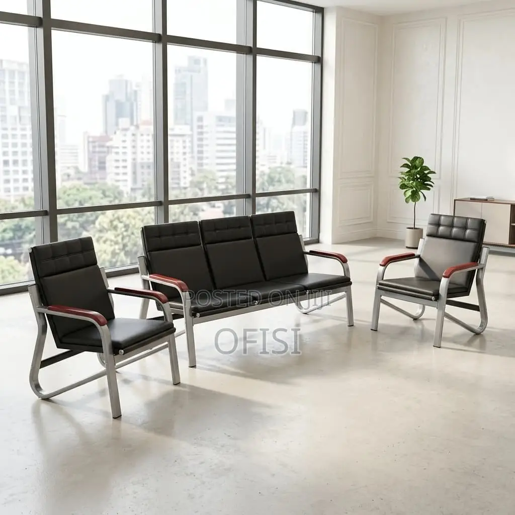 Office Sofa; 5-Seater Office Leather Lobby Sofa