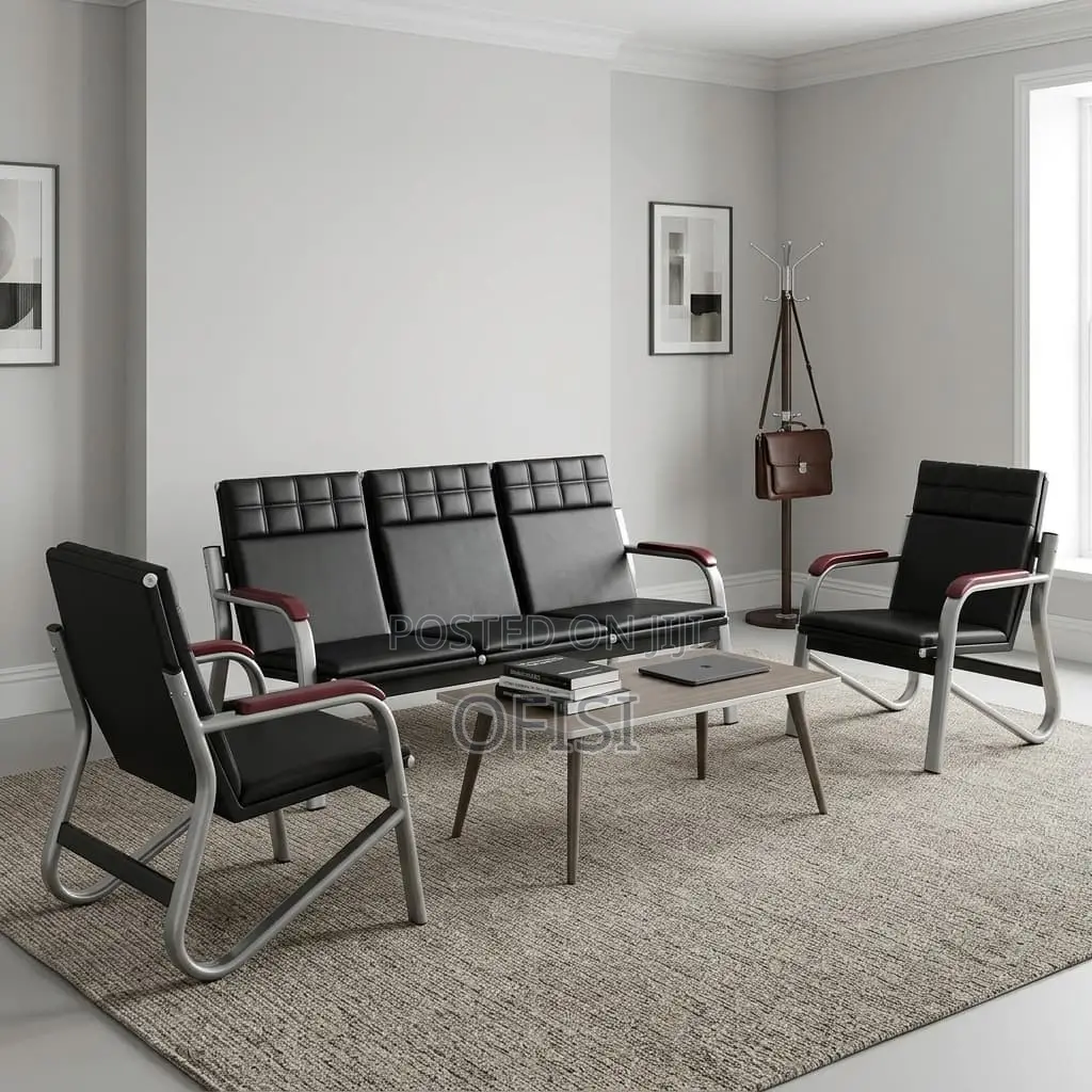 Office Sofa; 5-Seater Office Leather Lobby Sofa