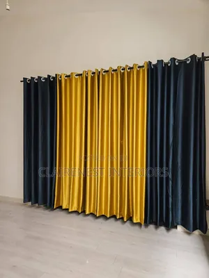 Gold, Nevy Blue, Grey Blackout Silk Shinny Window Curtains