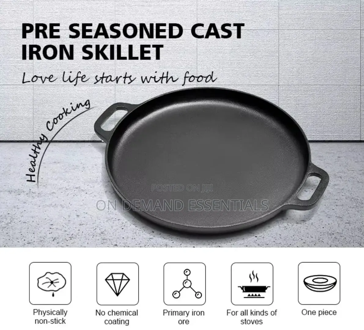 33cm Pre-Seasoned Skillet Cast Iron/Griddle Pan