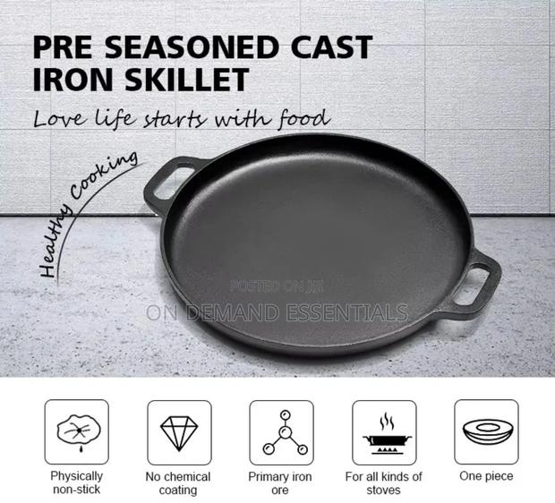33cm Pre-Seasoned Skillet Cast Iron/Griddle Pan - thumbnail 2