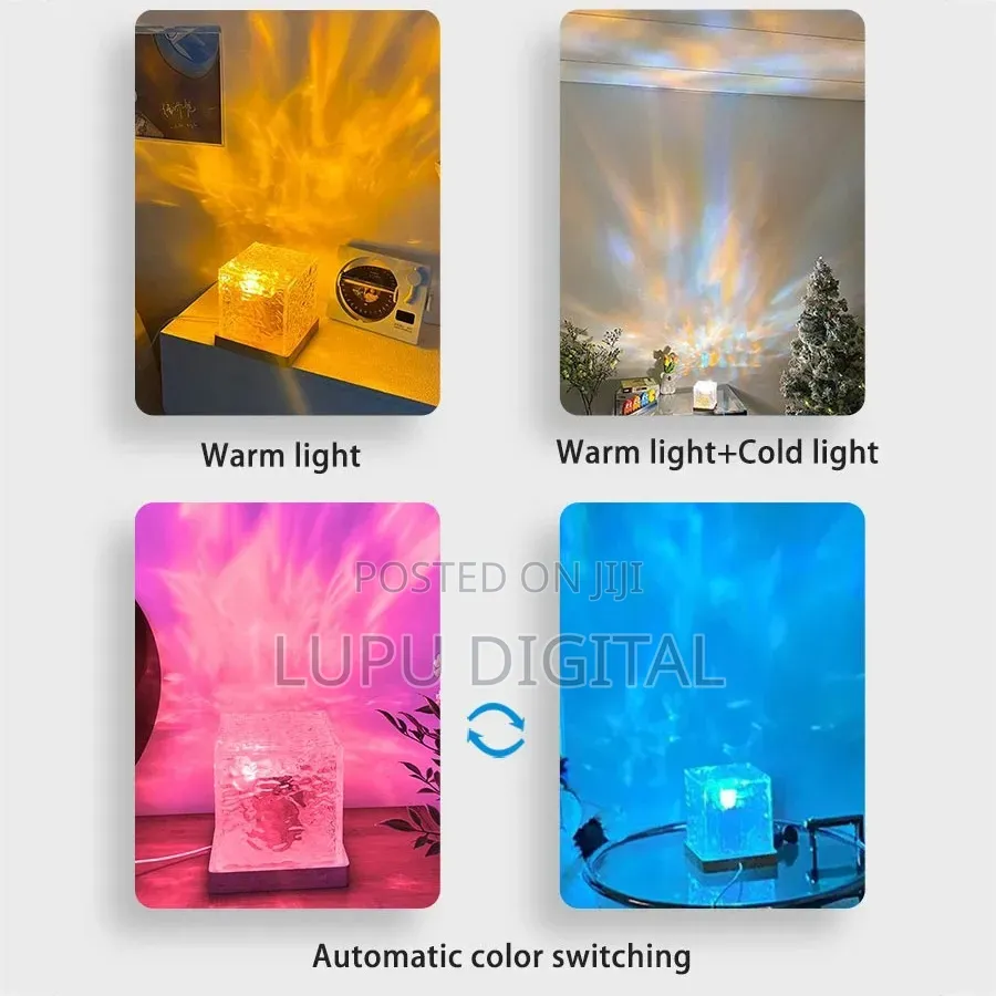 Water Ripple Projector 3/16 Colors Lamp Flame Crystal Lamp Decoration