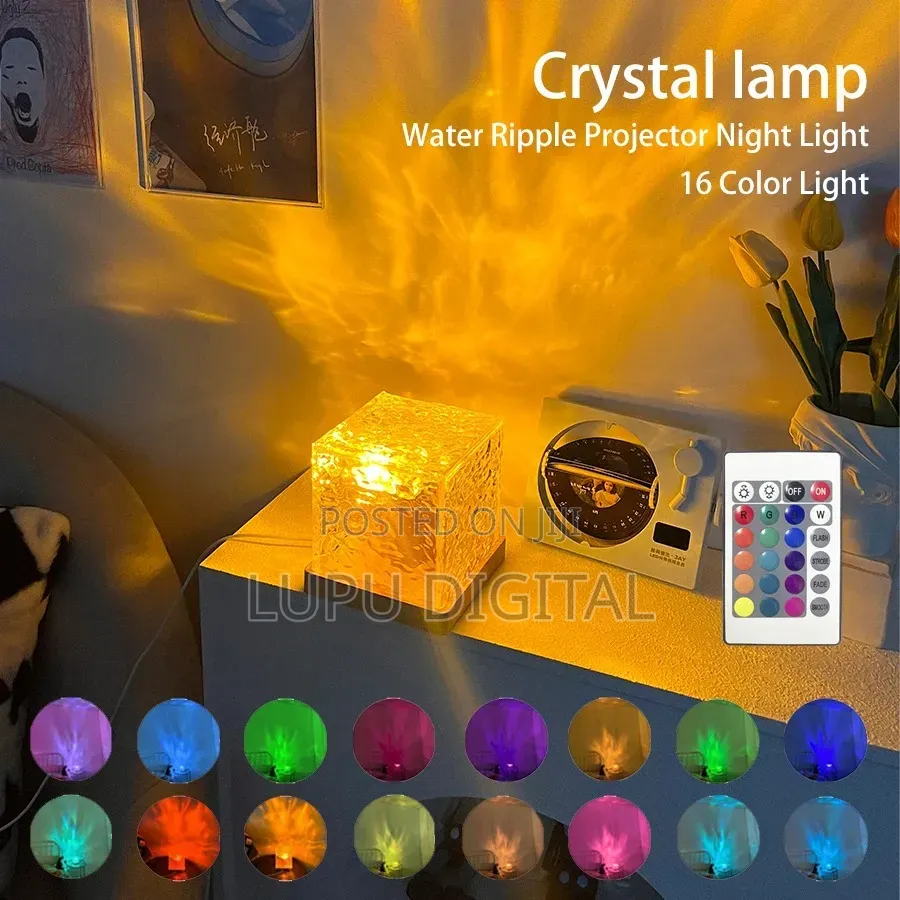 Water Ripple Projector 3/16 Colors Lamp Flame Crystal Lamp Decoration