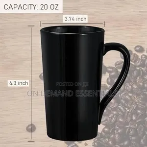 Black Long Ceramic Mugs 500ml Available