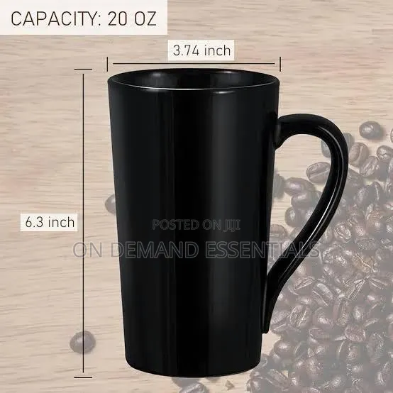 Black Long Ceramic Mugs 500ml Available