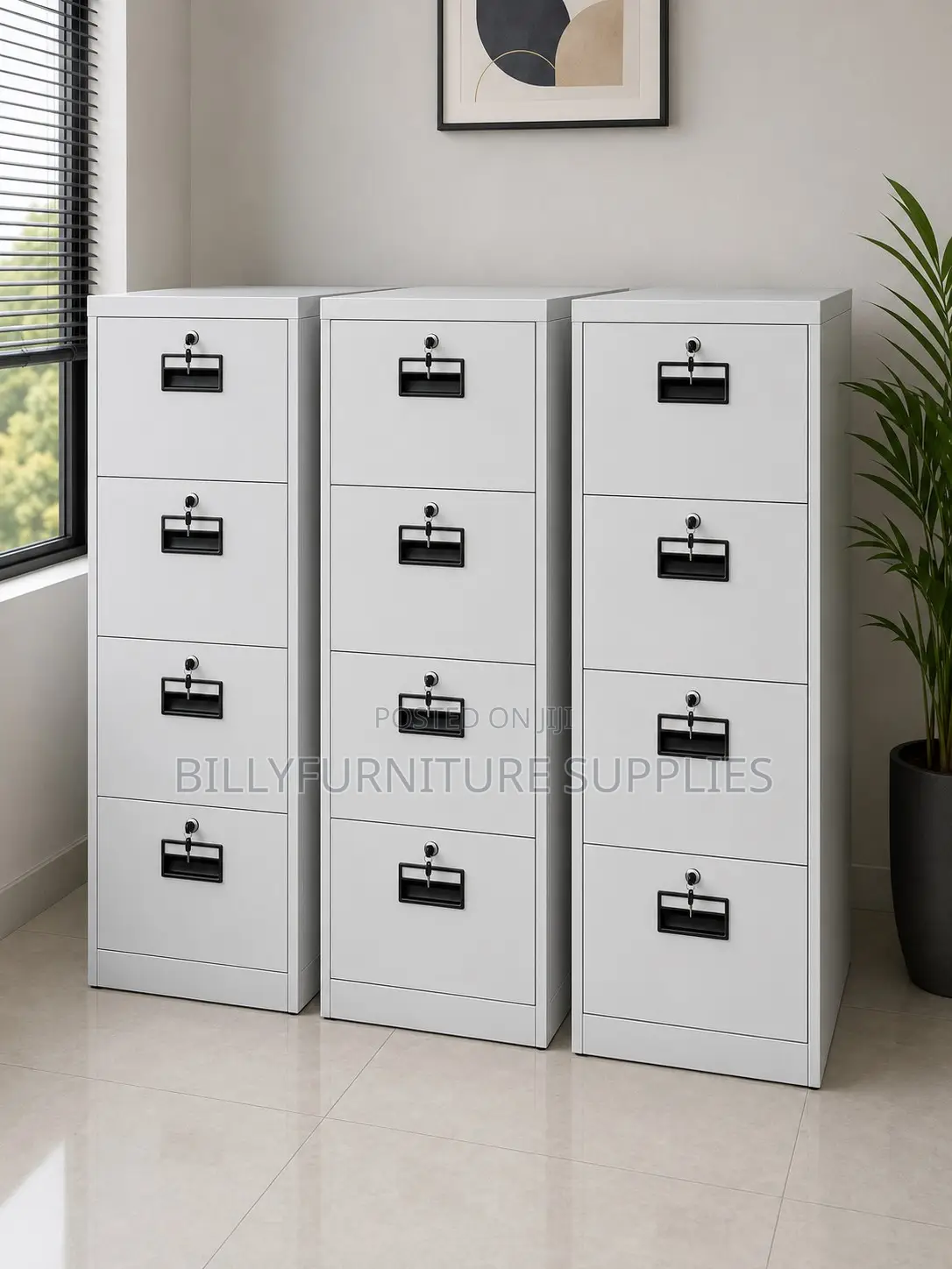 Heavy-Duty 4-Drawer Filing Cabinet | Lockable Steel Office Storage
