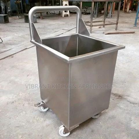 Stainless Steel Movable Storage Bin on Wheels - main view
