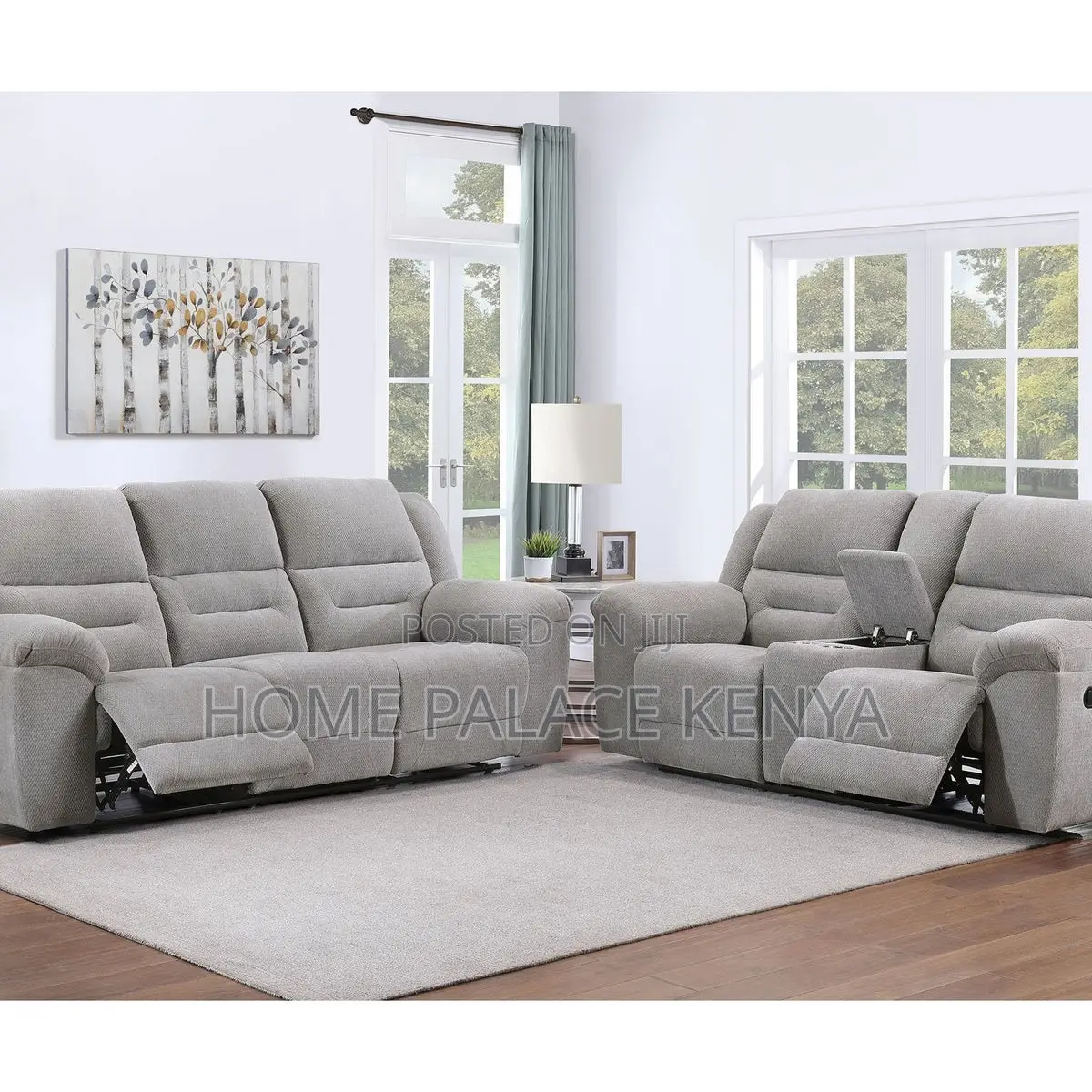 Recliner Sofa; Elegant Modern Fabric Recliner Sofa Set for Living Room
