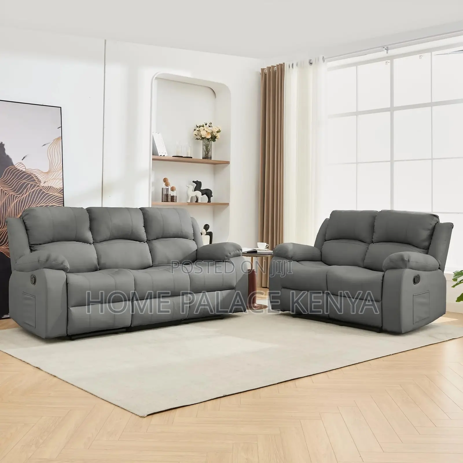 Recliner Sofa; Elegant Modern Fabric Recliner Sofa Set for Living Room