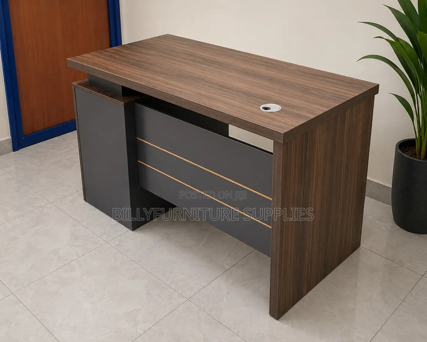 Modern Walnut Executive Desk | Workstation With Front Storage