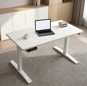 Office Desk : Electric Height Adjustable 120CM White Table