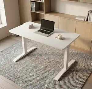 Office Desk : Electric Height Adjustable 120CM White Table