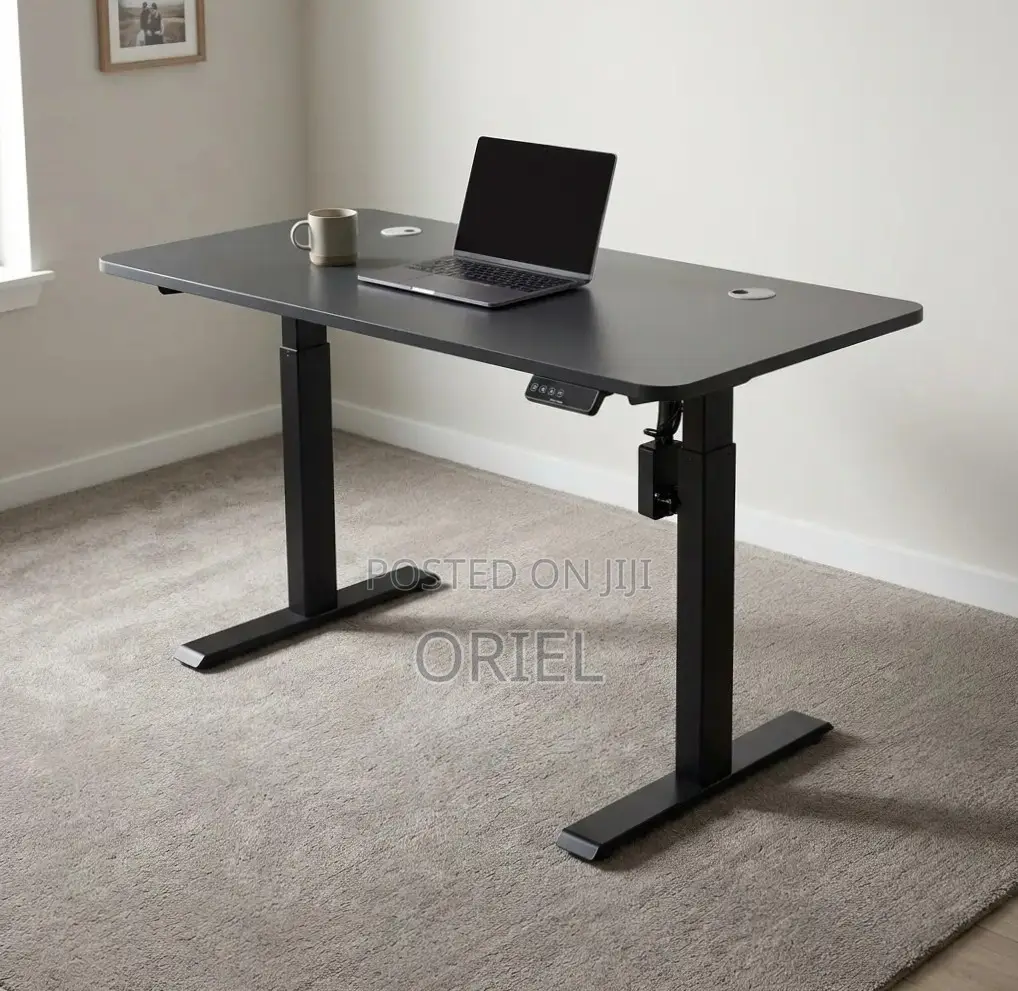Office Desk : Electric Height Adjustable 120CM White Table