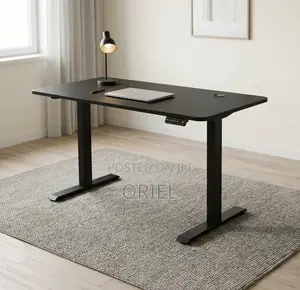 Office Desk : Electric Height Adjustable 120CM White Table
