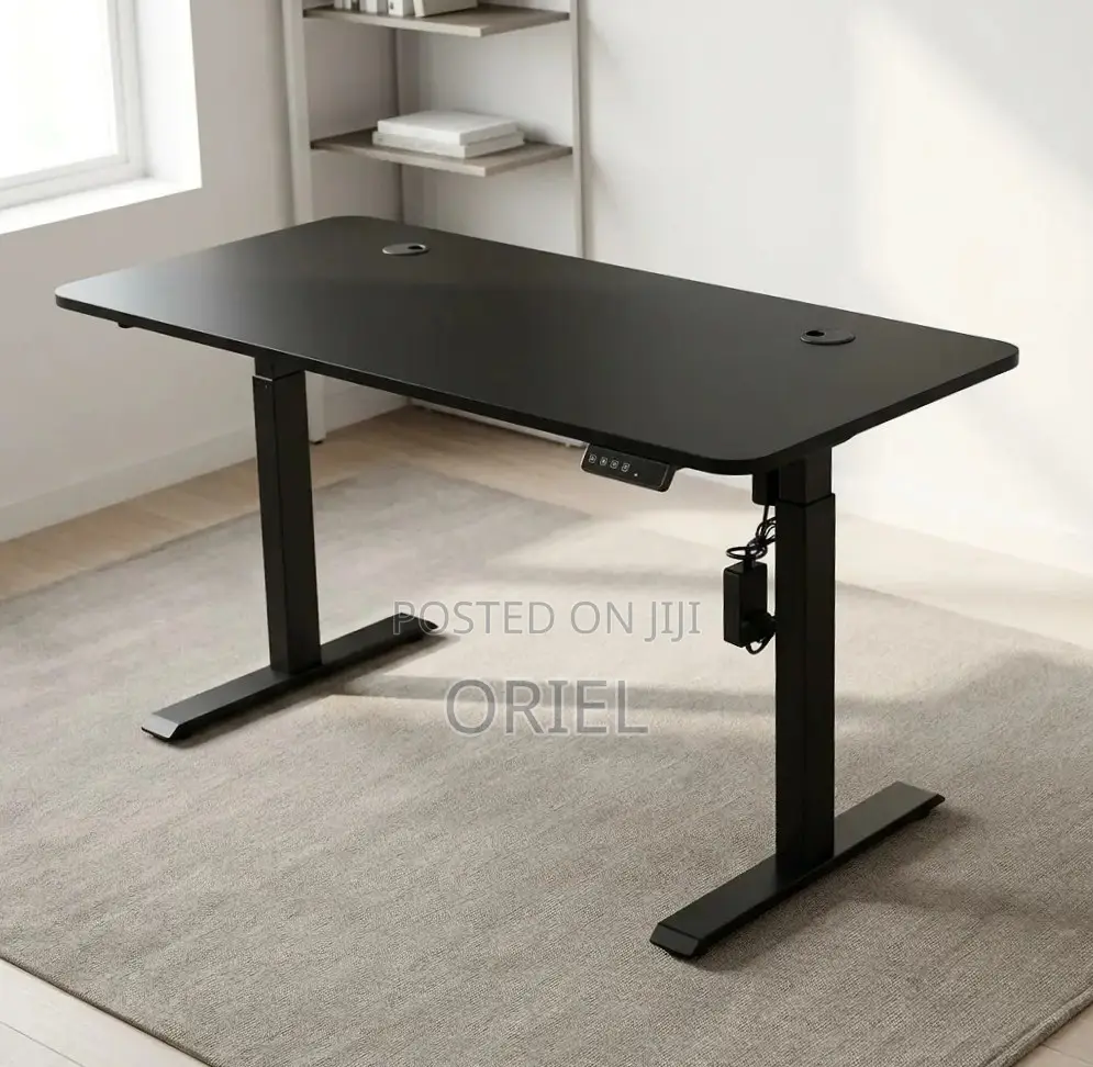Office Desk : Electric Height Adjustable 120CM White Table
