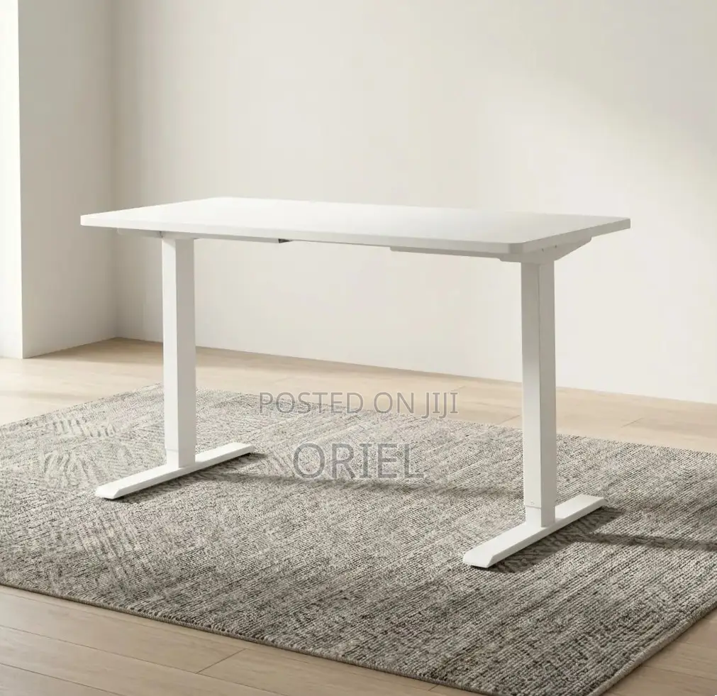 Office Desk : Electric Height Adjustable 120CM White Table