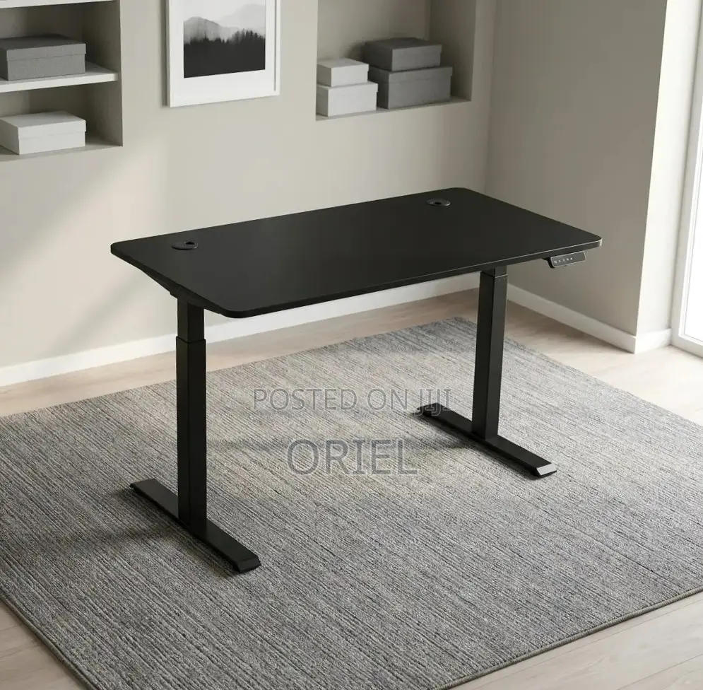 Office Desk : Electric Height Adjustable 120CM White Table