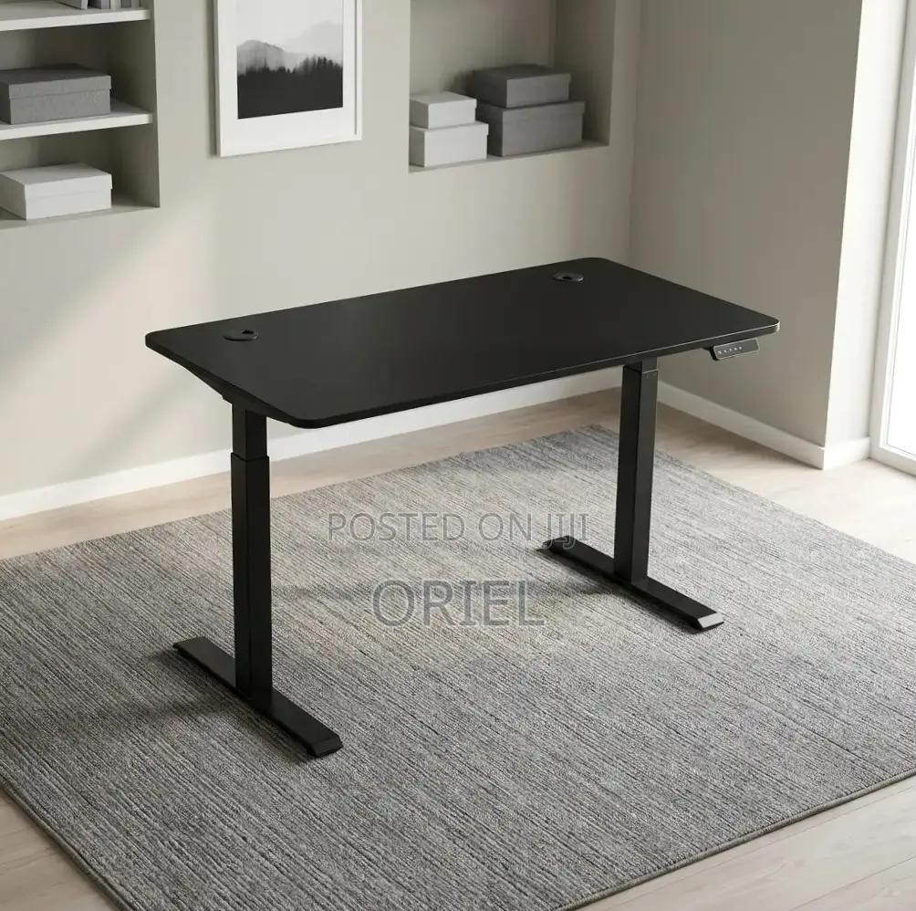 Office Desk : Electric Height Adjustable 120CM White Table