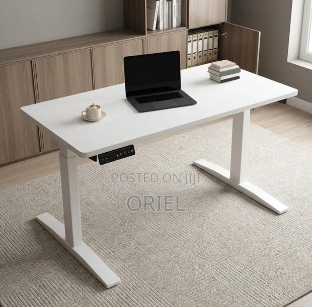 Office Desk : Electric Height Adjustable 120CM White Table - thumbnail 17