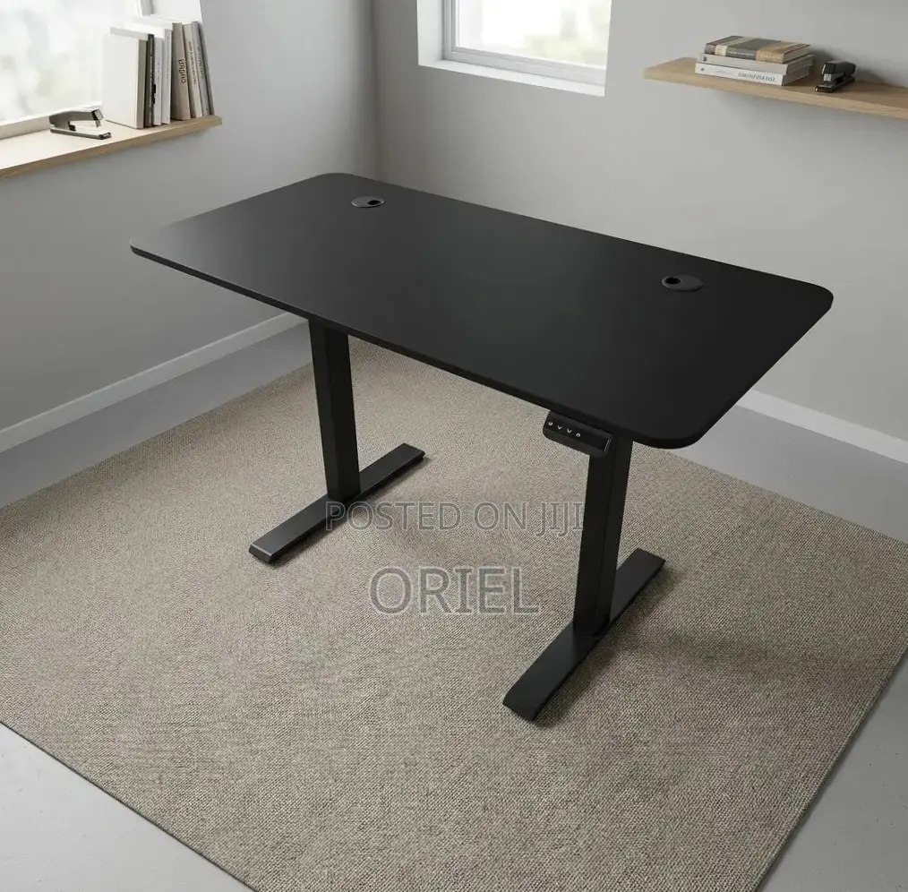 Office Desk : Electric Height Adjustable 120CM White Table