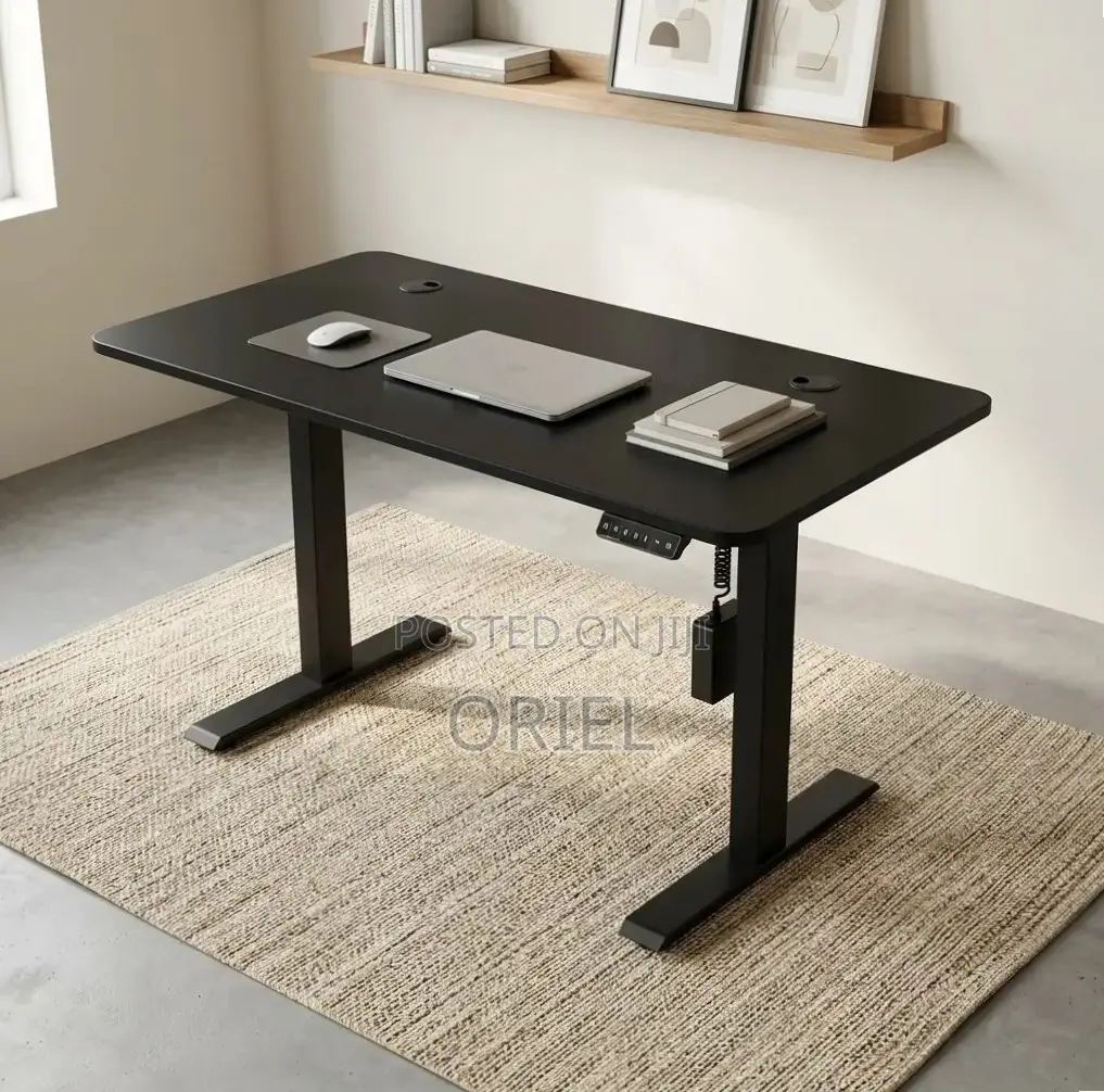 Office Desk : Electric Height Adjustable 120CM White Table